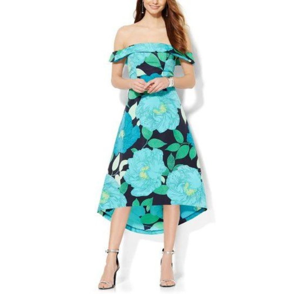 New York & Company Floral Off Shoulder Dress 6